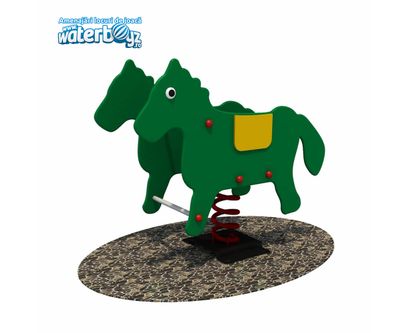 Balansoar pe arc pentru copii Calut Model 1, 1-4 ani, 71x39x74 cm, metal si plastic HDPE, verde
