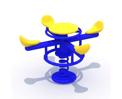 Balansoar pe arc cu 4 locuri pentru copii Model 3, 3-7 ani, metal si plastic, albastru