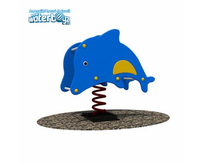 Balansoar pe arc pentru copii Delfin model 1, 72x39x68 cm, albastru