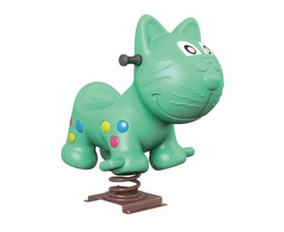 Balansoar pe arc pentru copii Funny Pisica 4 model 2, 1-4 ani, 80x45x50 cm, metal si plastic LLDPE, verde