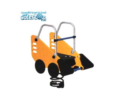 Balansoar pe arc pentru copii Masinuta Model 3, 1-4 ani, 80x23x76 cm, metal si plastic HDPE, galben