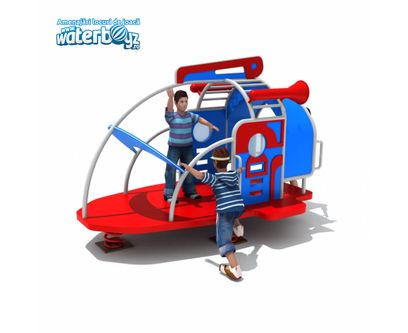 Balansoar pe arc pentru copii Nava Spatiala, 1-4 ani, metal si plastic HDPE, multicolor, 220x150x150 cm