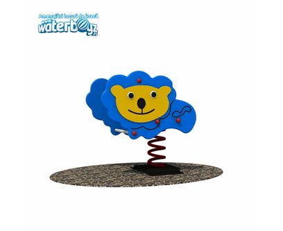 Balansoar pe arc pentru copii Ursulet, 1-4 ani, 58x39x71 cm, metal si plastic HDPE, albastru