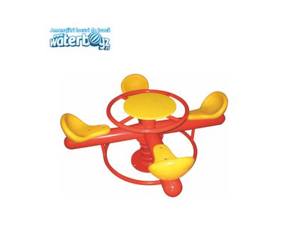 Balansoar cu scaune cu 4 locuri pentru copii, 3-10 ani, metal si plastic LLDPE, rosu, φ140x75 cm