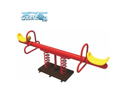 Balansoar pe arcuri dublu pentru copii, 3-10 ani, 210x52x85 cm, metal si plastic LLDPE, rosu