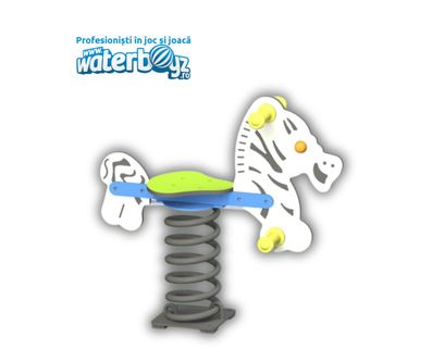 Balansoar pe arc pentru copii Zebra, 1-4 ani, 72x28x68 cm, metal si plastic HDPE, multicolor