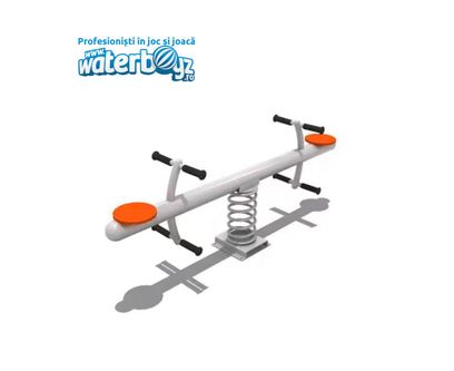 Balansoar dublu pe arc pentru copii Model 6, 200x60x70 cm, metal si plastic LLDPE, gri