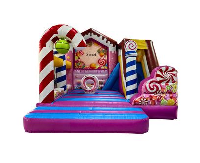 Castel gonflabil profesional cu tobogan Candy World, +3 ani, 500x450x400 cm