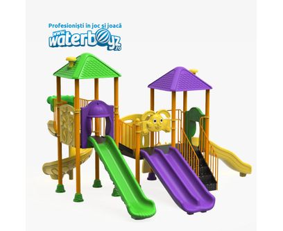 Complex de joaca pentru copii de metal Parc model 4, exterior, 3-12 ani, 639x573x390 cm