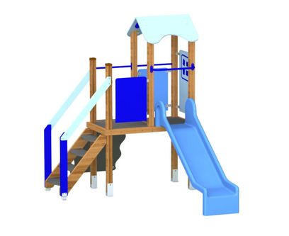 Complex de joaca de exterior Blue House 2, 2-6 ani, 295x188x221 cm