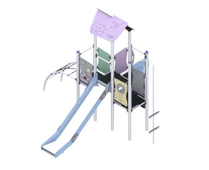 Complex de joaca din metal pentru copii NewTower, exterior, +5 ani, 350x320x311 cm