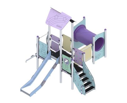 Complex de joaca din metal pentru copii Pastel Magic Tower, exterior, +5 ani,  382x298x281 cm