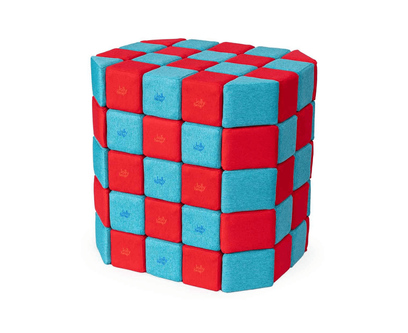 Cuburi Magnetice 3D pentru copii de 1-12 ani, 100 de piese, 12x12x12 cm, albastru/rosu