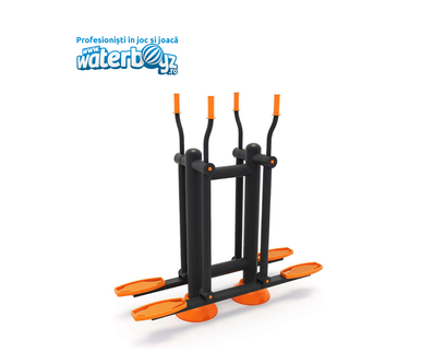 Aparat de fitness stepper dublu cu manele Model 3 pentru exterior, 160x50x165 cm, metal si plastic LLDPE