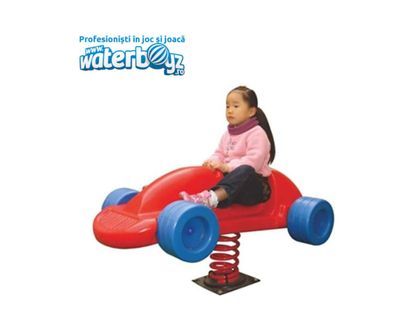 Balansoar pe arc pentru copii Funny Formula 1, 1-4 ani, 70x50x70 cm, metal si plastic LLDPE, rosu