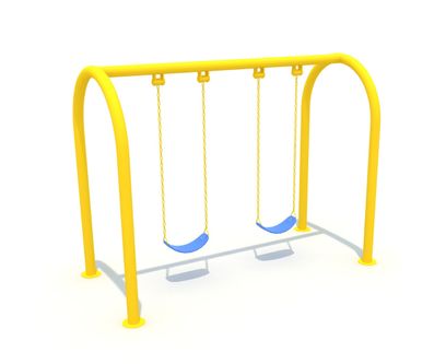 Leagan din metal pentru copii cu 2 locuri, 3-12 ani, 250x120x200 cm, galben