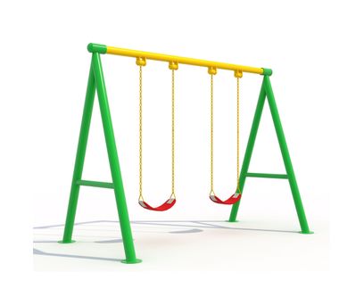 Leagan din metal pentru copii cu 2 locuri, 3-12 ani, 250x150x200 cm, verde