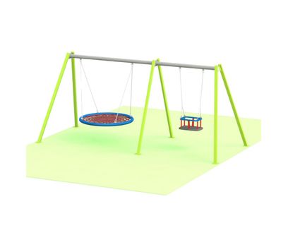 Leagan din metal pentru copii cu 2 locuri, 3-12 ani, 427x178x182 cm
