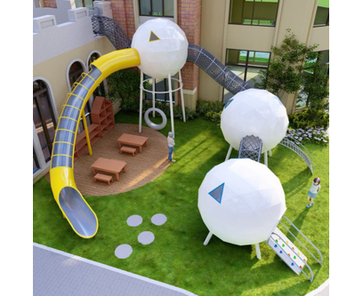Complex de joaca din metal pentru copii Blocktopia, exterior, 3-12 ani, 980x840x490 cm