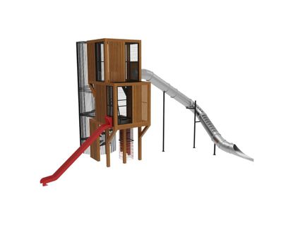 Loc de joaca din lemn pentru copii Cubix 1, exterior, 12-16 ani, 1490x1190x930 cm