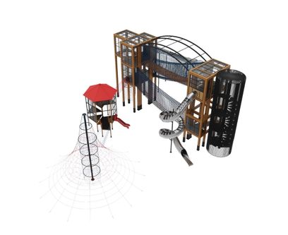 Loc de joaca din lemn pentru copii Cubix 4, exterior, 12-16 ani, 3820x1980x1030 cm