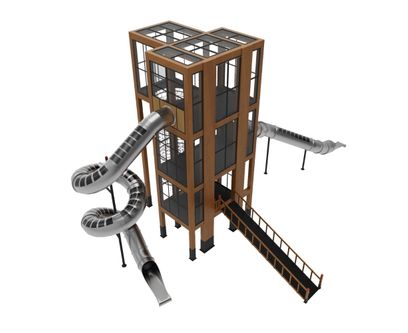 Loc de joaca din lemn pentru copii Cubix 5, exterior, 12-16 ani, 1930x1050x1020 cm