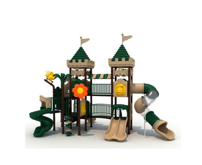 Complex de joaca pentru copii de metal Double Castle 2, exterior, 3-15 ani, 950x410x520 cm