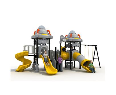 Complex de joaca pentru copii de metal Double Spaceship, exterior, 3-15 ani, 860x400x380 cm