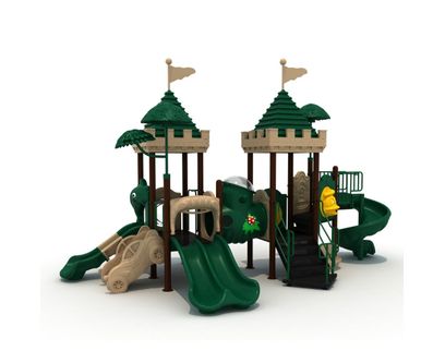 Complex de joaca pentru copii de metal Green Castle, exterior, 3-15 ani, 800x400x400 cm