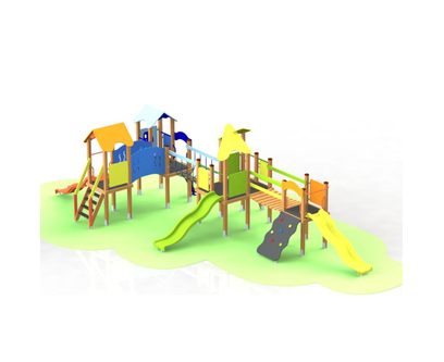 Loc de joaca din lemn pentru copii Happy Nature 24, exterior, 3-12 ani, 944x456x274 cm