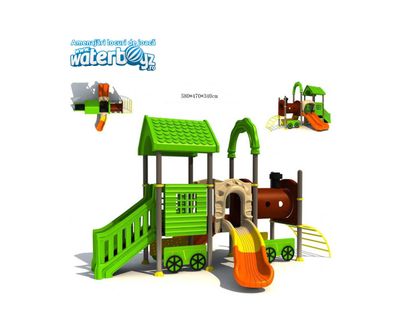 Complex de joaca pentru copii de metal Trenulet 2, exterior, 3-12 ani, 580x470x340 cm