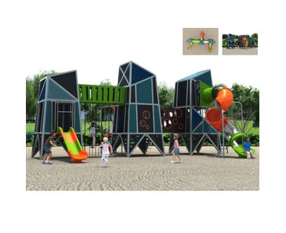 Complex de joaca pentru copii de metal Playfort, exterior, 3-12 ani, 1240x870x487 cm