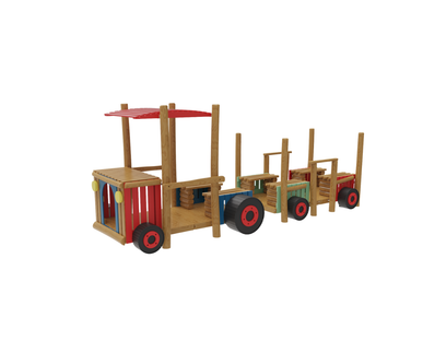 Loc de joaca din lemn pentru copii Naturel 9, exterior, 1-5 ani, 180x540x210 cm
