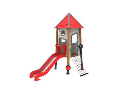 Loc de joaca din lemn pentru copii Crooked House 2, exterior, 2-5 ani, 220x350x380 cm