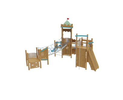 Loc de joaca din lemn pentru copii Naturel 3, exterior, 5-16 ani, 820x940x570 cm
