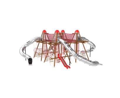 Loc de joaca din lemn pentru copii Nordic Touch 8, exterior, 5-16 ani, 1630x1800x630 cm