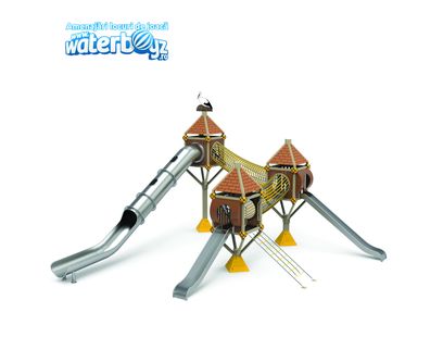 Complex de joaca pentru copii de metal Treehouse 7, exterior, 5-12 ani, 895x845x610 cm