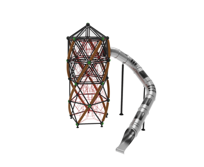 Complex de joaca pentru copii de metal Twist Tower 3, exterior, 5-16 ani, 680x700x830 cm
