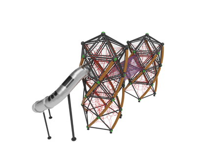 Complex de joaca pentru copii de metal Twist Tower 5, exterior, 760x1270x830 cm