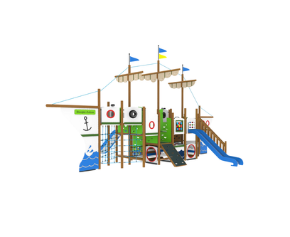 Loc de joaca din lemn pentru copii Galleon 1, exterior, 5-16 ani, 1130x770x610 cm