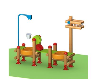 Loc de joaca interactiv pentru copii cu nisip si galetuse Model 2, exterior, 3-12 ani, lemn