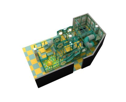 Loc de joaca modular de interior Green Lemon, 3-12 ani, 1095x496x280 cm