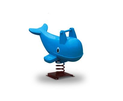Balansoar pe arc pentru copii Funny Balena, 1-4 ani, 93x46x82 cm, metal si plastic LLDPE, albastru