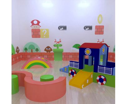 Panou de perete Soft Play cu burete, model Mario, pentru locuri de joaca de interior