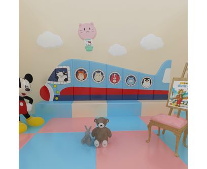 Panou de perete Soft Play cu burete, model Avion, pentru locuri de joaca de interior