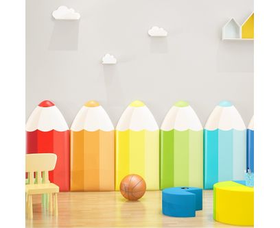 Panou de perete Soft Play cu burete, model Creion, pentru locuri de joaca de interior