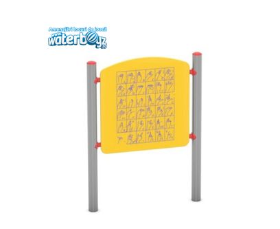 Panou educativ Limbajul semnelor pentru copii, 0-5 ani, 90x10x125 cm, metal si plastic HDPE, galben