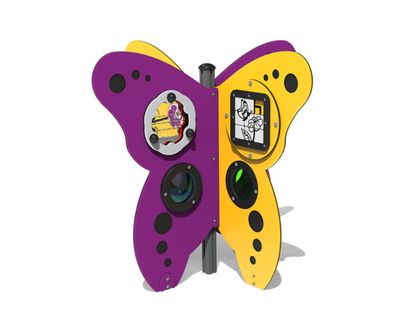 Panou interactiv Fluturas pentru copii, +2 ani, 108.6x124.2x124.2 cm, metal si plastic HDPE, multicolor