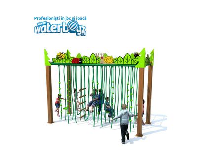 Sistem de catarare cu liane pentru copii de exterior, 3-12 ani, 415x185x320 cm, metal si plastic