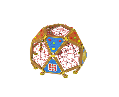 Sistem de catarare pentru copii de exterior Arhimede 1, 5-16 ani, 360x360x210 cm, lemn